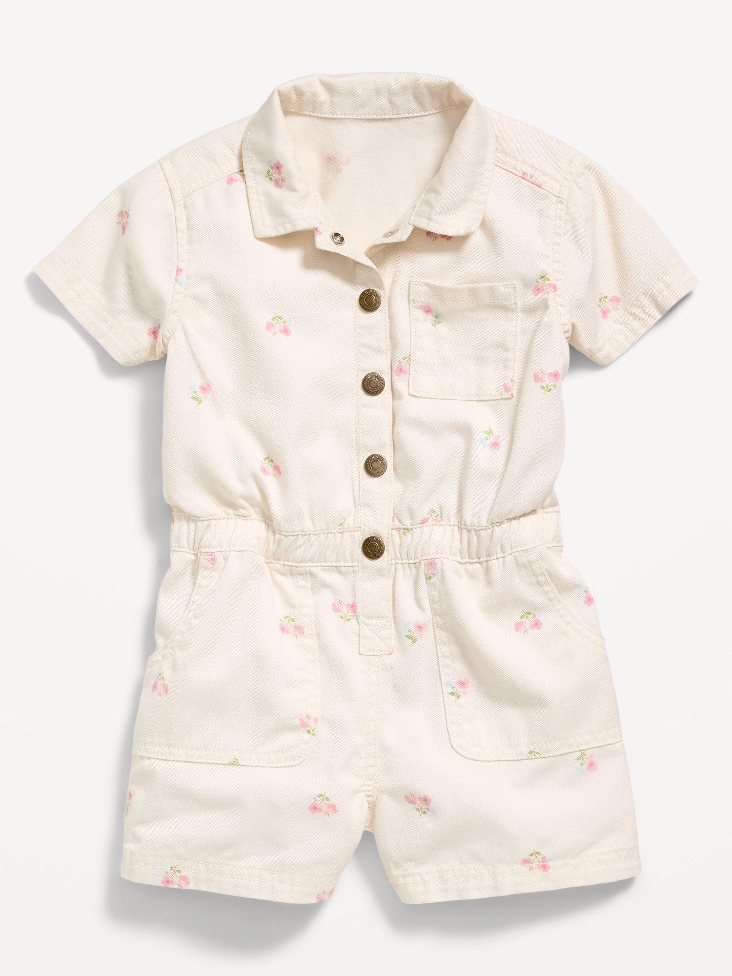 Short-Sleeve Utility Romper for Toddler Girls