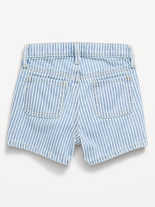 Image number 2 showing, High-Waisted Striped Mariner Jean Shorts for Toddler Girls