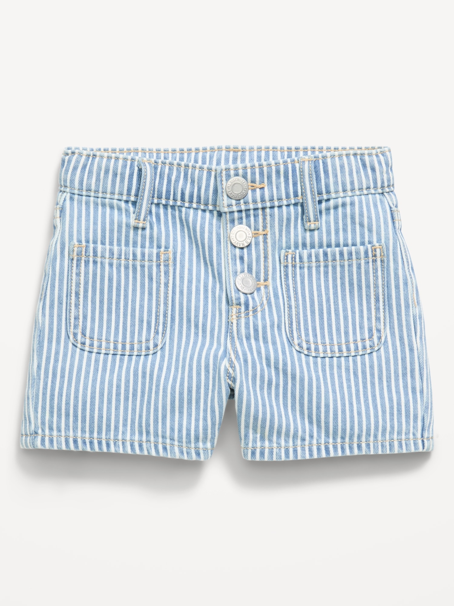 High-Waisted Striped Mariner Jean Shorts for Toddler Girls