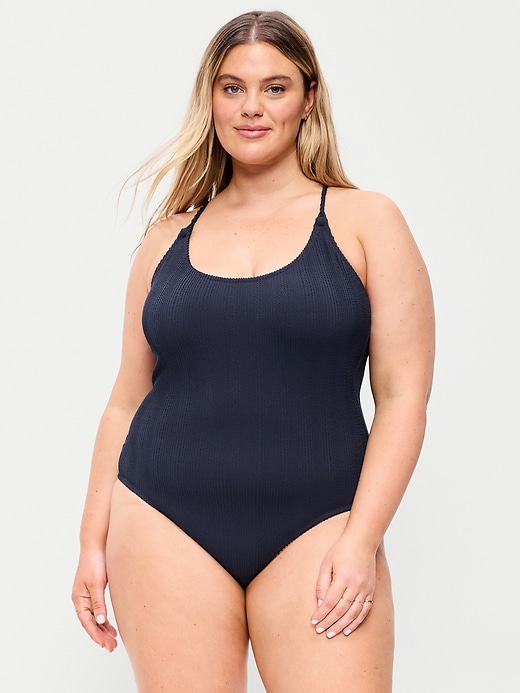 Image number 6 showing, Ribbed Braided-Strap One-Piece Swimsuit