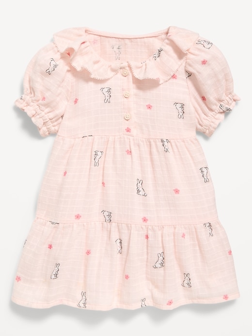 Image number 1 showing, Printed Puff-Sleeve Tiered Swing Dress for Baby