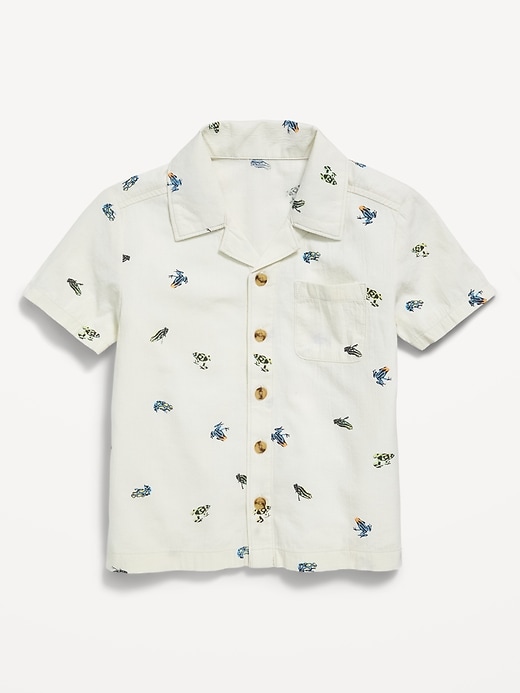 Image number 1 showing, Printed Crinkle Pocket Shirt for Toddler Boys