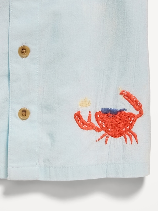 Image number 3 showing, Short-Sleeve Embroidered Shirt for Toddler Boys