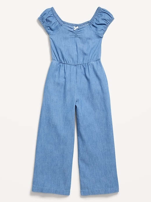 Image number 3 showing, Short-Sleeve Chambray Jumpsuit for Girls
