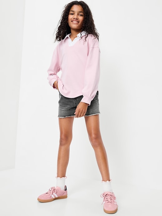 Image number 3 showing, High-Waisted Frayed-Hem Jean Shorts for Girls