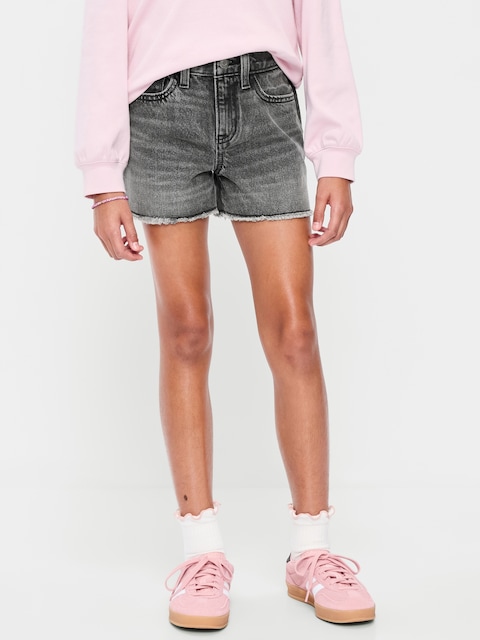 High-Waisted Frayed-Hem Jean Shorts for Girls