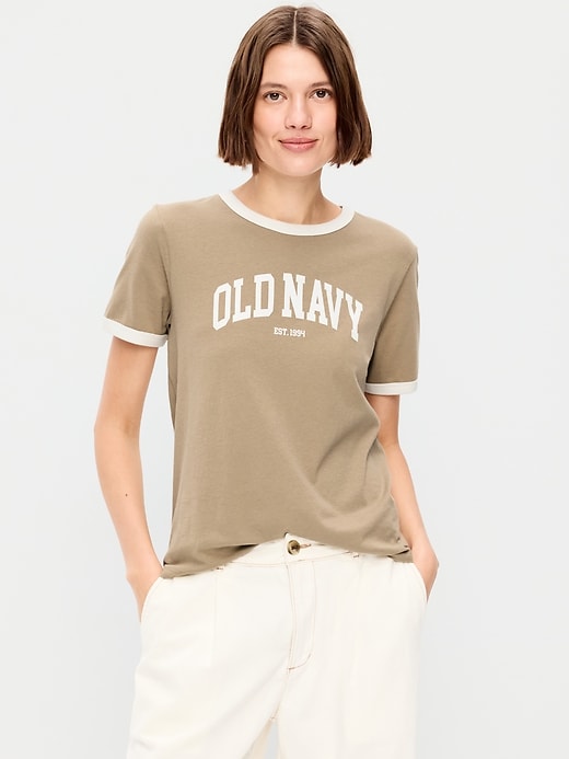 Image number 1 showing, EveryWear Crew-Neck Logo-Graphic Ringer T-Shirt