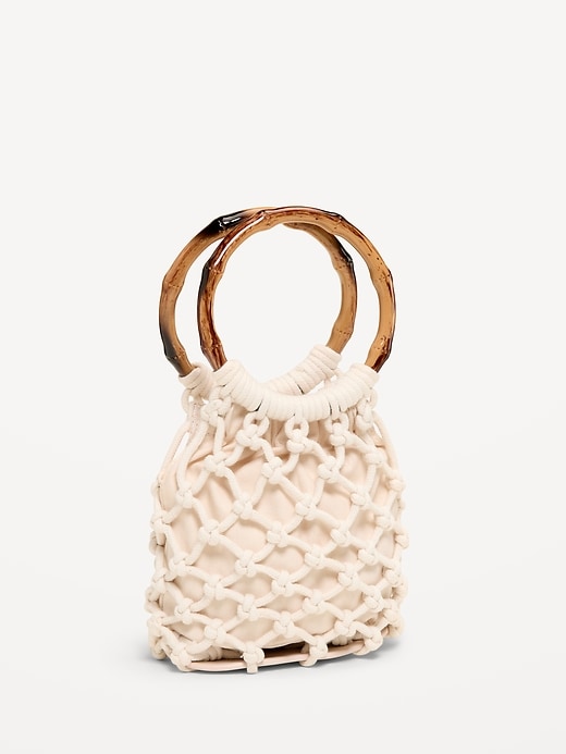 Image number 2 showing, Macrame Ring Handle Bag