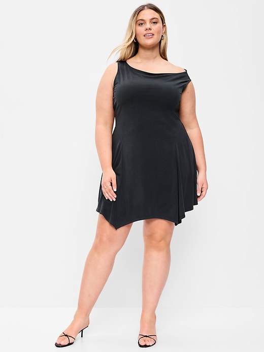 Image number 7 showing, Fit & Flare Asymmetrical Shoulder Mini Dress