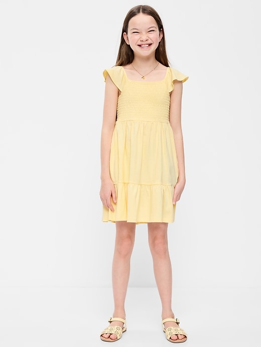 Image number 1 showing, Fit and Flare Smocked Dress for Girls