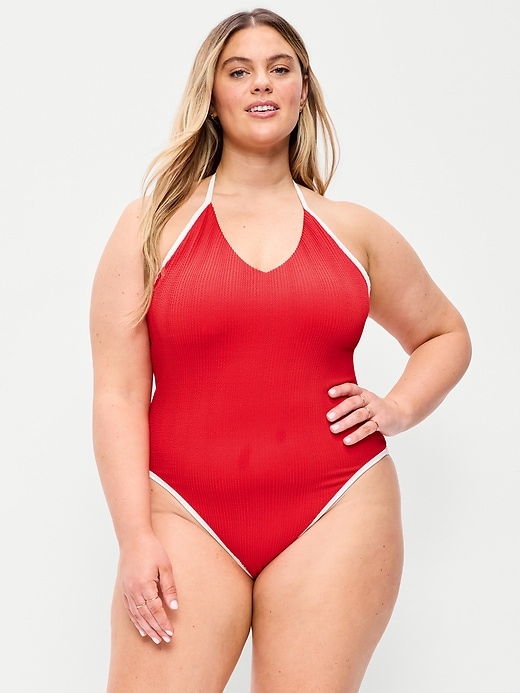 Image number 4 showing, V-Neck Halter Swimsuit