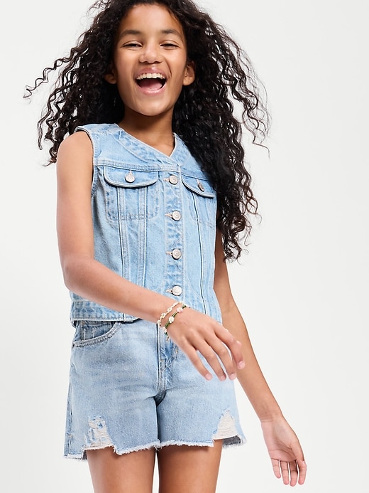 Image number 3 showing, High-Waisted Ripped Frayed-Hem Jean Shorts for Girls