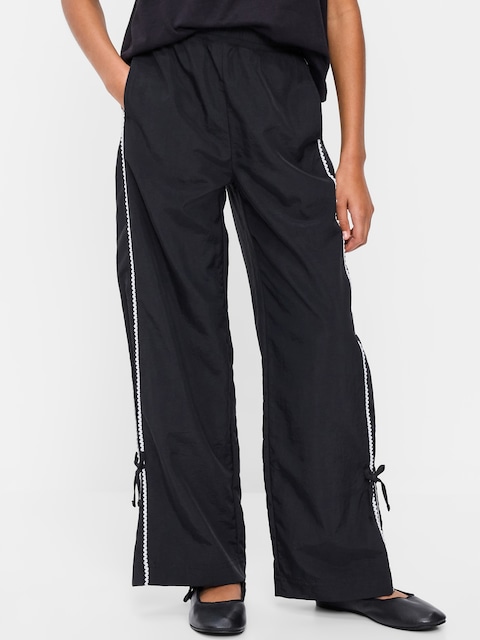 High-Waisted Bow Parachute Pants for Girls