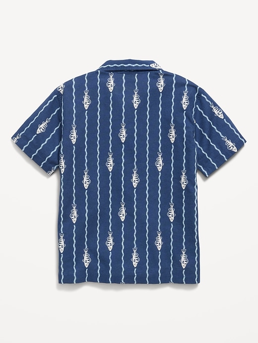 Image number 2 showing, Printed Short-Sleeve Linen-Blend Shirt for Boys