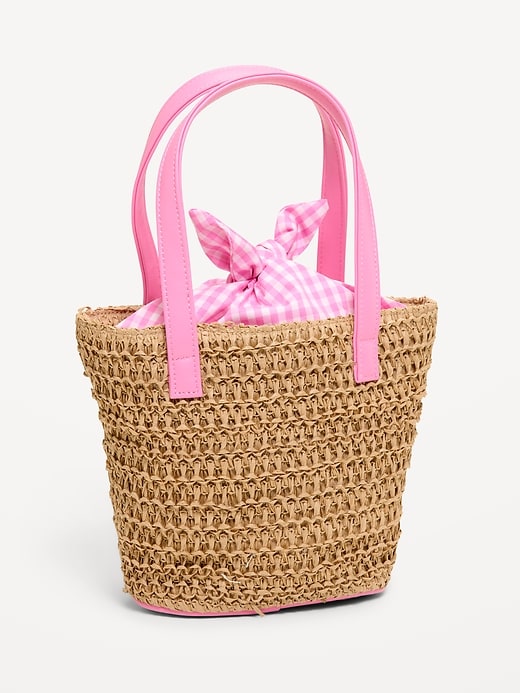 Image number 2 showing, Straw Basket Bag for Toddler Girls
