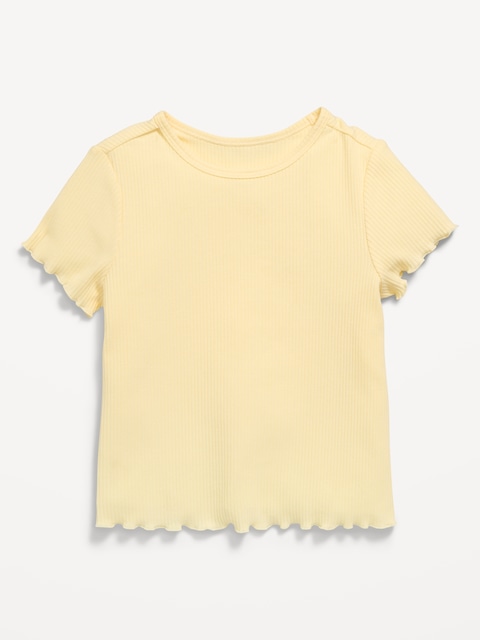 Short-Sleeve Lettuce-Edge T-Shirt for Toddler Girls