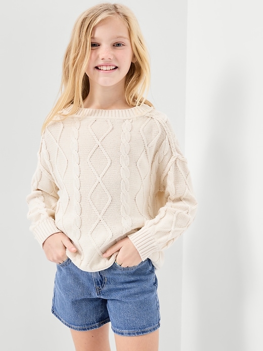 Image number 3 showing, High-Waisted Jean Midi Shorts for Girls