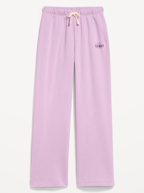 PANTALON EN COTON OUATÉ VINTAGE À TAILLE TRÈS HAUTE À LOGO