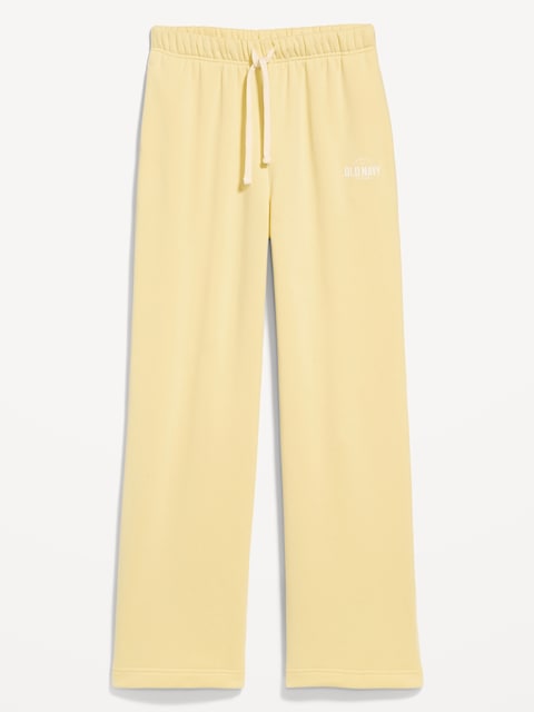 PANTALON EN COTON OUATÉ VINTAGE À TAILLE TRÈS HAUTE À LOGO