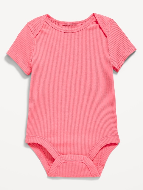 Unisex Short-Sleeve Ribbed Bodysuit for Baby