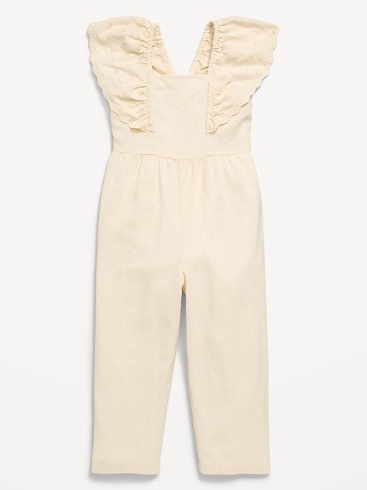 Image number 1 showing, Linen-Blend Ruffled Jumpsuit for Toddler Girls