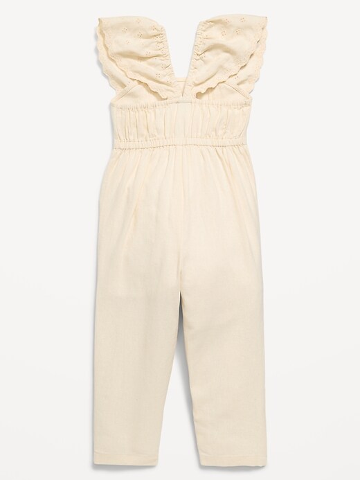 Image number 2 showing, Linen-Blend Ruffled Jumpsuit for Toddler Girls