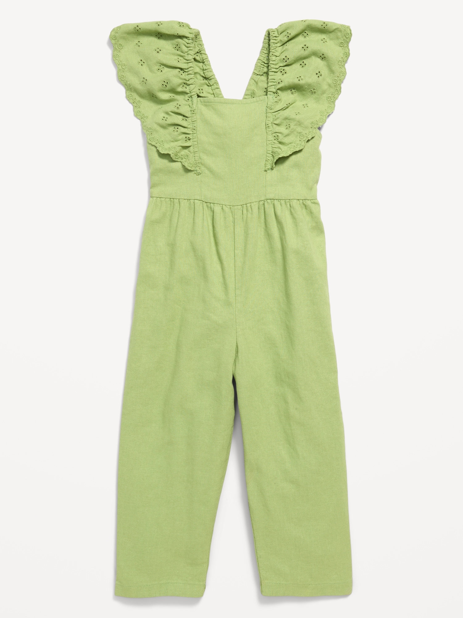 Linen-Blend Ruffled Jumpsuit for Toddler Girls