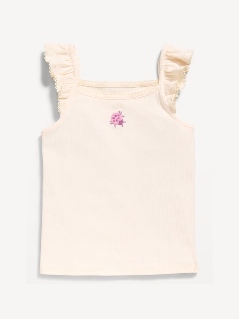 CAMISOLE CÔTELÉE À BORDURE À VOLANTS POUR TOUTE-PETITE