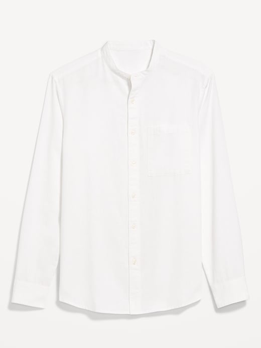 Image number 2 showing, Classic Fit Banded Collar Linen-Blend Shirt