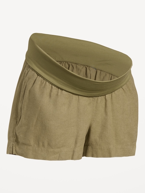 SHORT EN MÉLANGE DE LIN DE MATERNITÉ, ENTREJAMBE DE 9 CM