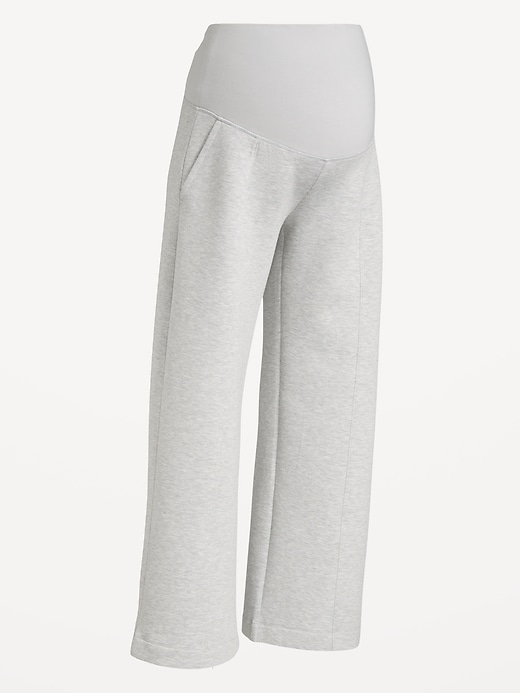 Image number 1 showing, Maternity Bounce Fleece Full-Panel Wide-Leg Sweatpants