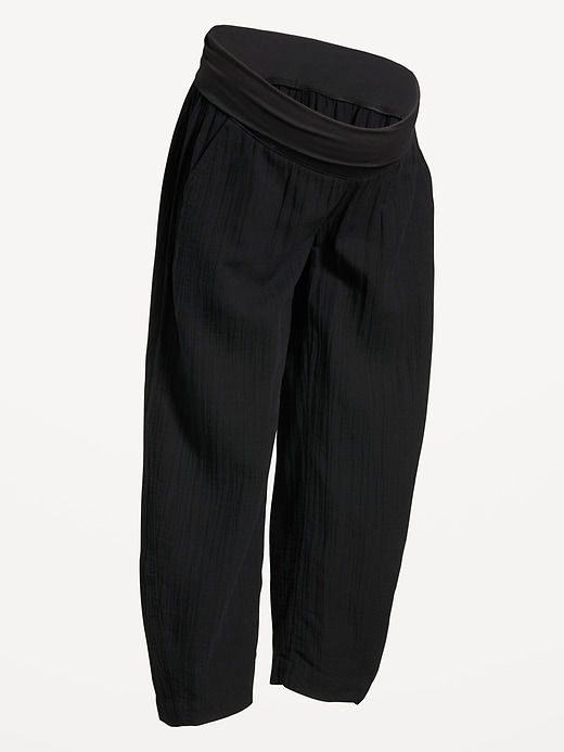 Image number 4 showing, Maternity Rollover-Waist Barrel Leg Ankle Pants