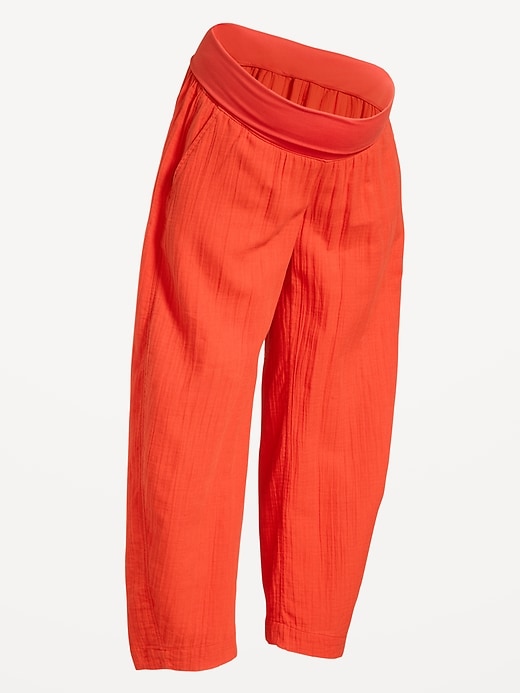 Image number 2 showing, Maternity Rollover-Waist Barrel Leg Ankle Pants