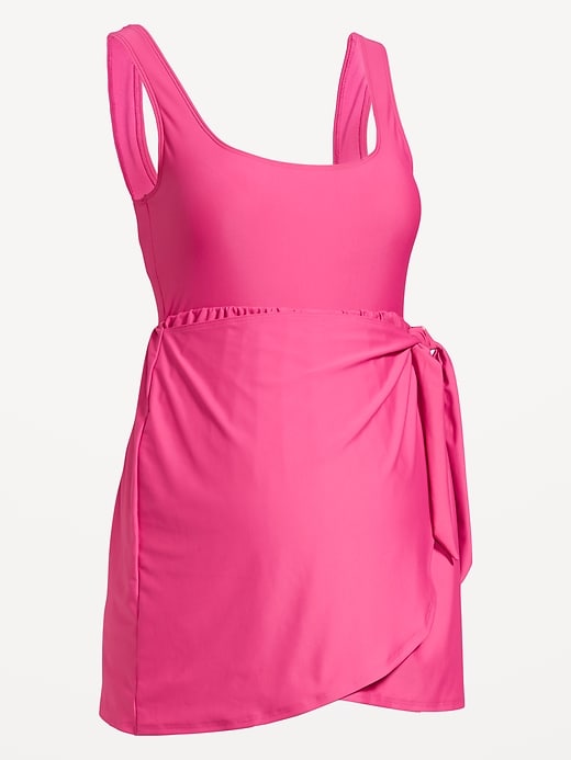 Image number 2 showing, Maternity Classic Wrap Swim Dress