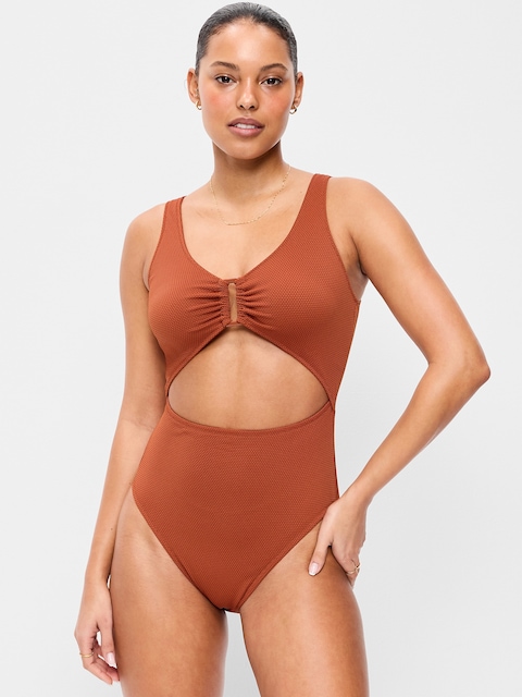MAILLOT DE BAIN UNE-PIÈCE TEXTURÉ À DÉCOUPE