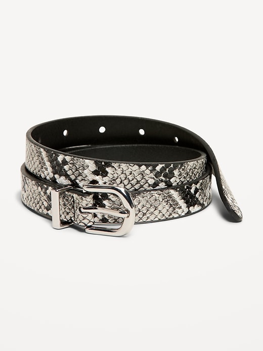 Image number 1 showing, Classic Slim Faux-Leather Belt