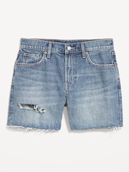 Image number 4 showing, Curvy High-Waisted Baggy Jean Cut-Off Shorts -- 5-inch inseam