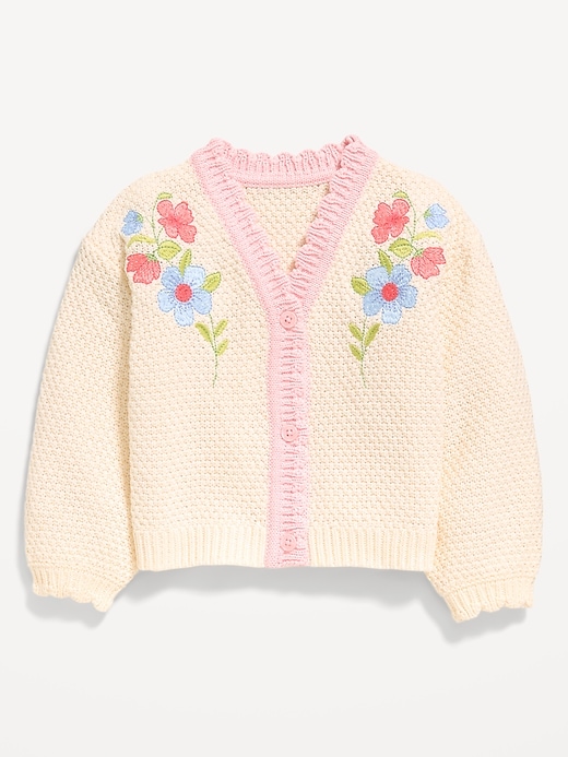 Image number 2 showing, Long-Sleeve Embroidered Cardigan Sweater for Toddler Girls
