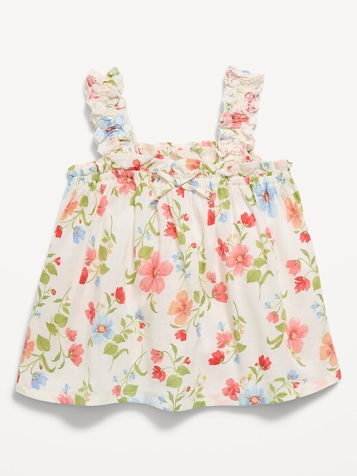 Image number 1 showing, Printed Sleeveless Ruffled Top for Toddler Girls