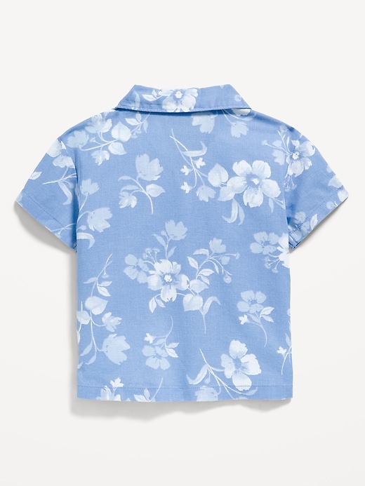 L'image numéro 3 présente Chemise à manches courtes en mélange de lin à motifs pour bébé
