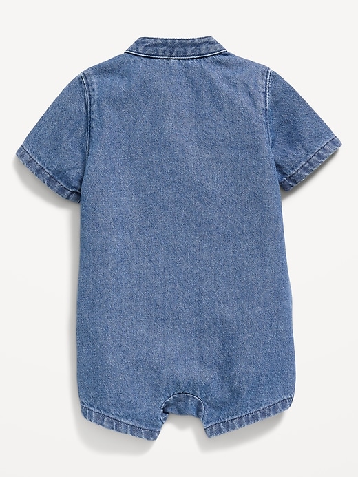 Image number 2 showing, Embroidered Chambray One-Piece Romper for Baby