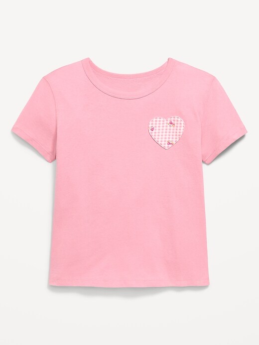 Image number 1 showing, Softest Short-Sleeve Heart-Pocket T-Shirt for Girls