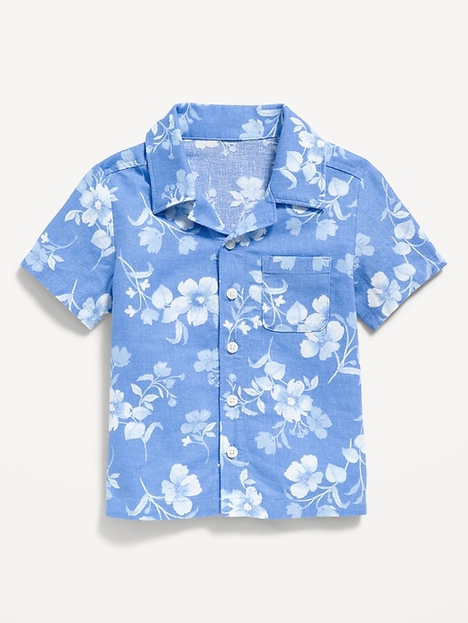 Image number 1 showing, Printed Linen-Blend Pocket Shirt for Toddler Boys