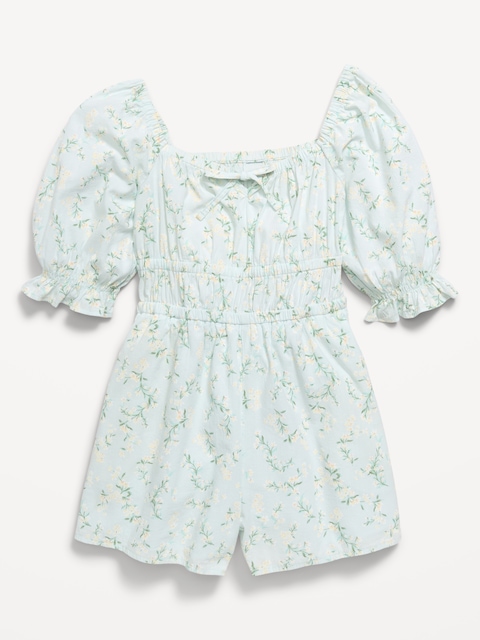 Printed Fit and Flare Romper for Girls