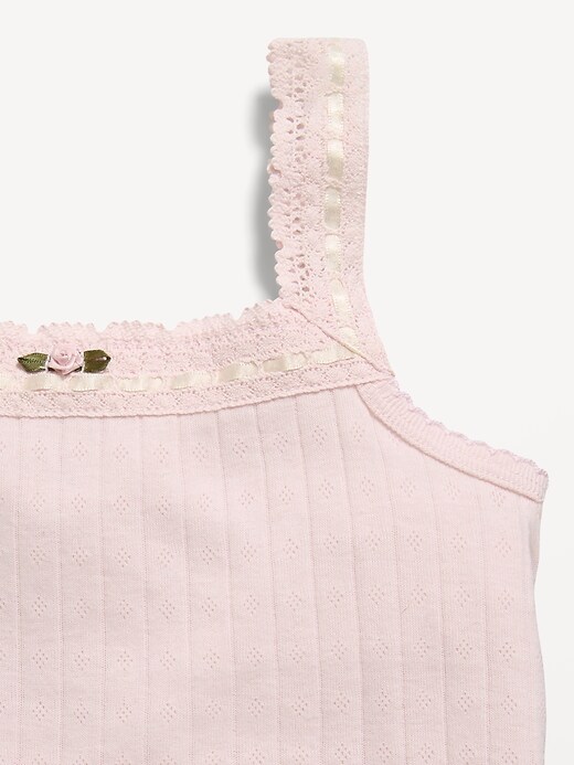 Image number 4 showing, Fitted Lace-Trim Pointelle Tank Top for Girls