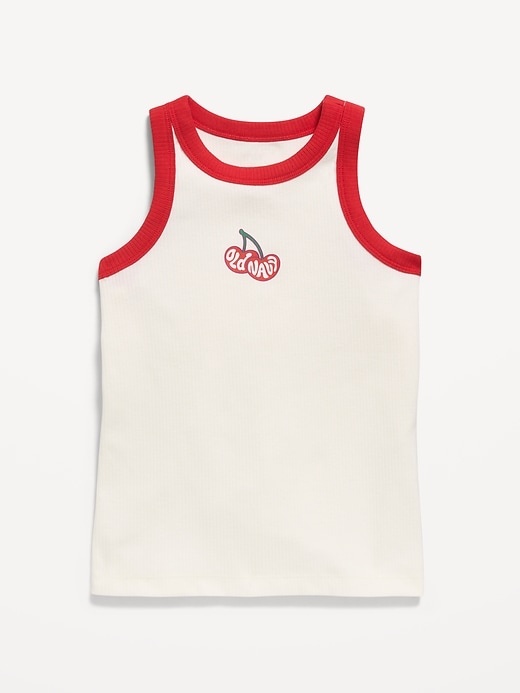 Image number 1 showing, Fitted Ribbed Logo-Graphic Tank Top for Girls