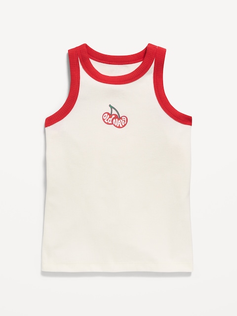 Fitted Ribbed Logo-Graphic Tank Top for Girls