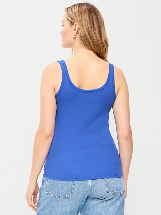 Image number 6 showing, First-Layer Ribbed Scoop-Neck Tank Top