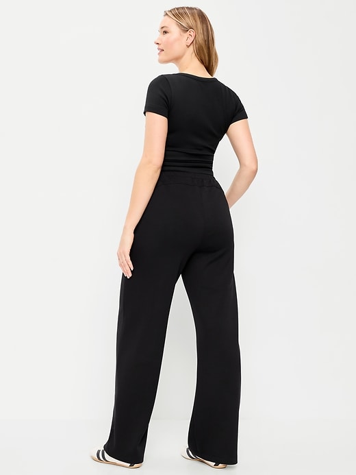 Image number 6 showing, High-Waisted Dynamic Fleece Textured Wide-Leg Sweatpants