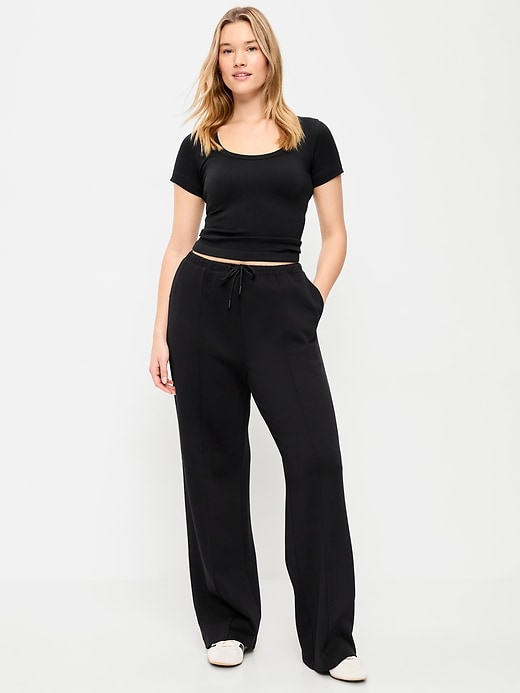 Image number 5 showing, High-Waisted Dynamic Fleece Textured Wide-Leg Sweatpants